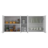 FM FURNITURE Winslow 59" Wall Cabinet, with 4-Doors, Two Interior and Two Open Shelves FM FURNITURE
