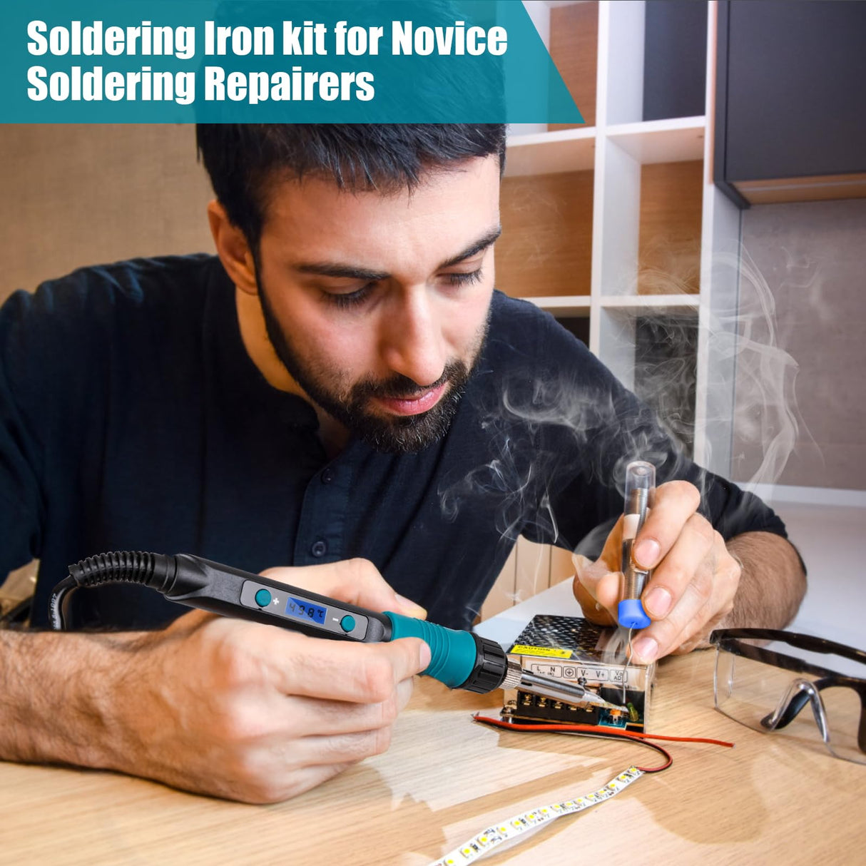 Soldering Iron Kit - 60W Digital Temperature Control Soldering Kit with Ceramic Heater, Suitable Soldering Gun Kit for Electronics Application, DIY and Welding (110V) Siziviki