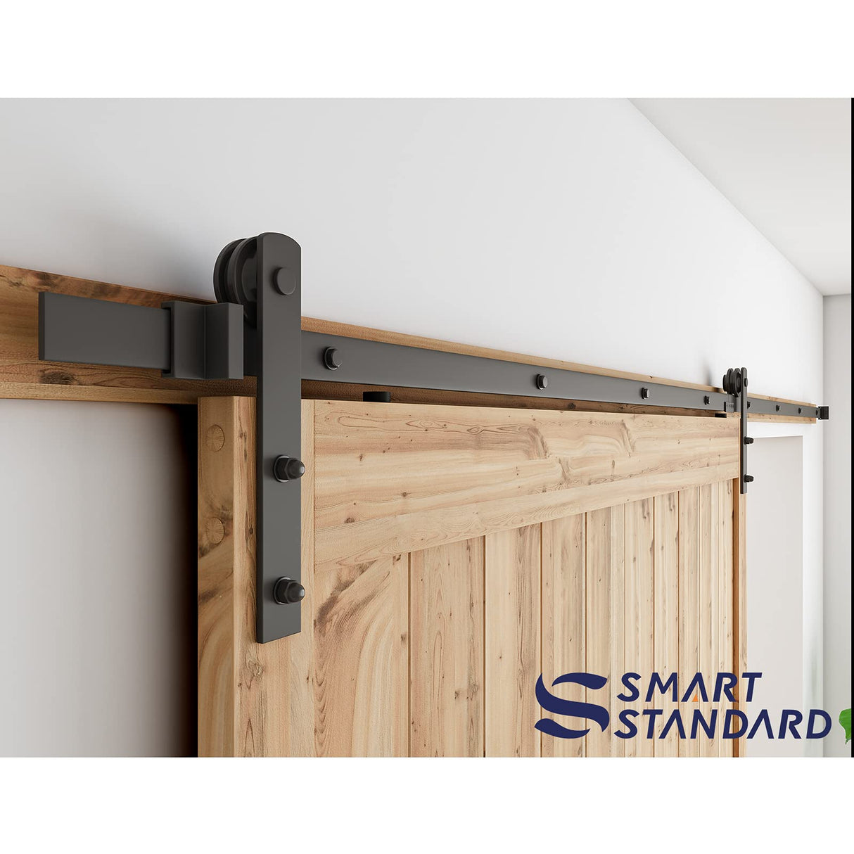 SMARTSTANDARD 11ft Barn Door Hardware kit, Barn Door Track, Sliding Door Hardware kit, Smoothly and Quietly -Heavy Duty Sturdy -Easy to Install, Fit 60"-66" Wide Door Panel (I Shape Hanger) SMARTSTANDARD