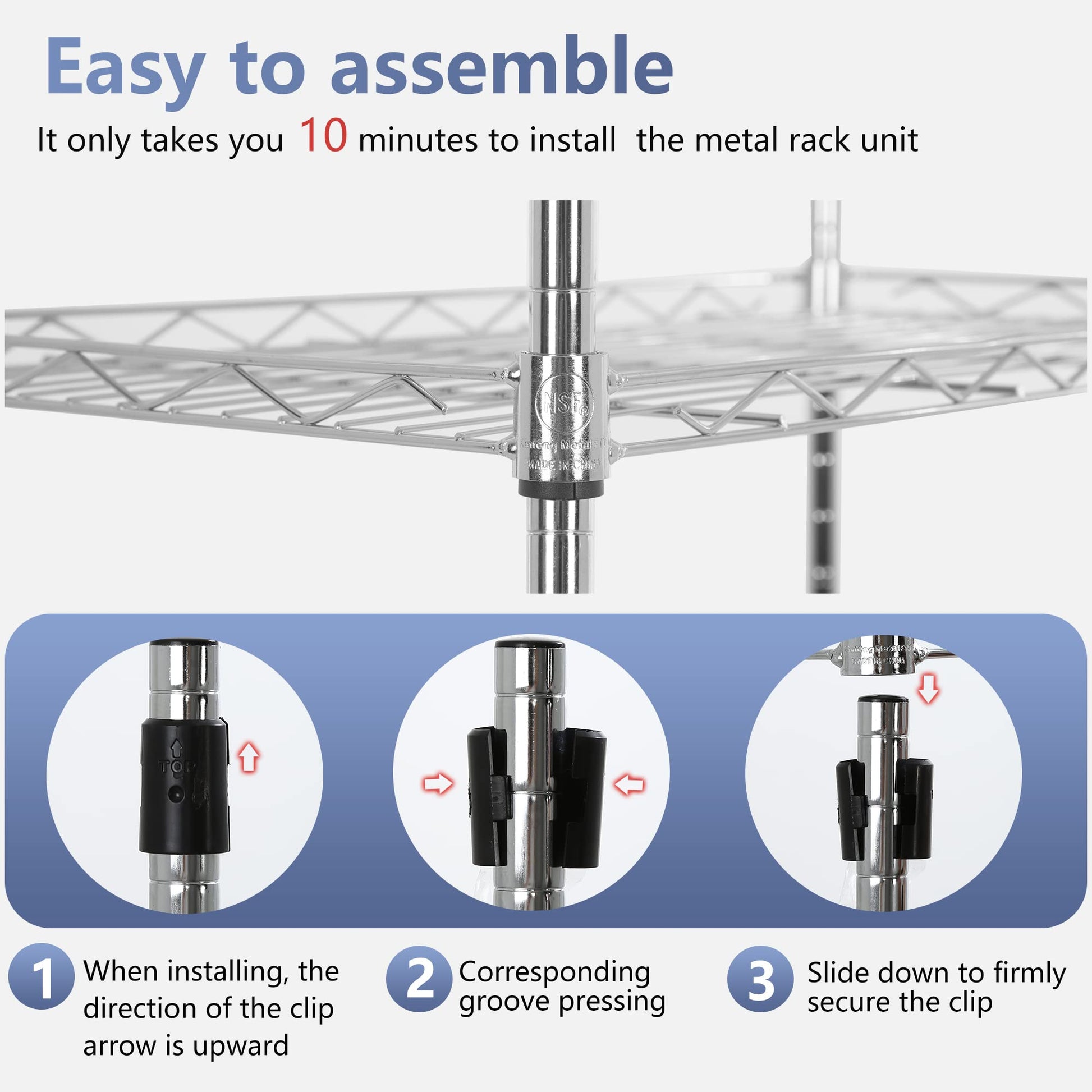 FDW 5 Tier 22L x 12W x 48H Pantry Shelves Adjustable Metal Shelves NSF Storage Rack Shelving Units for Kitchen Garage Small Places Commercial,Chrome - WoodArtSupply