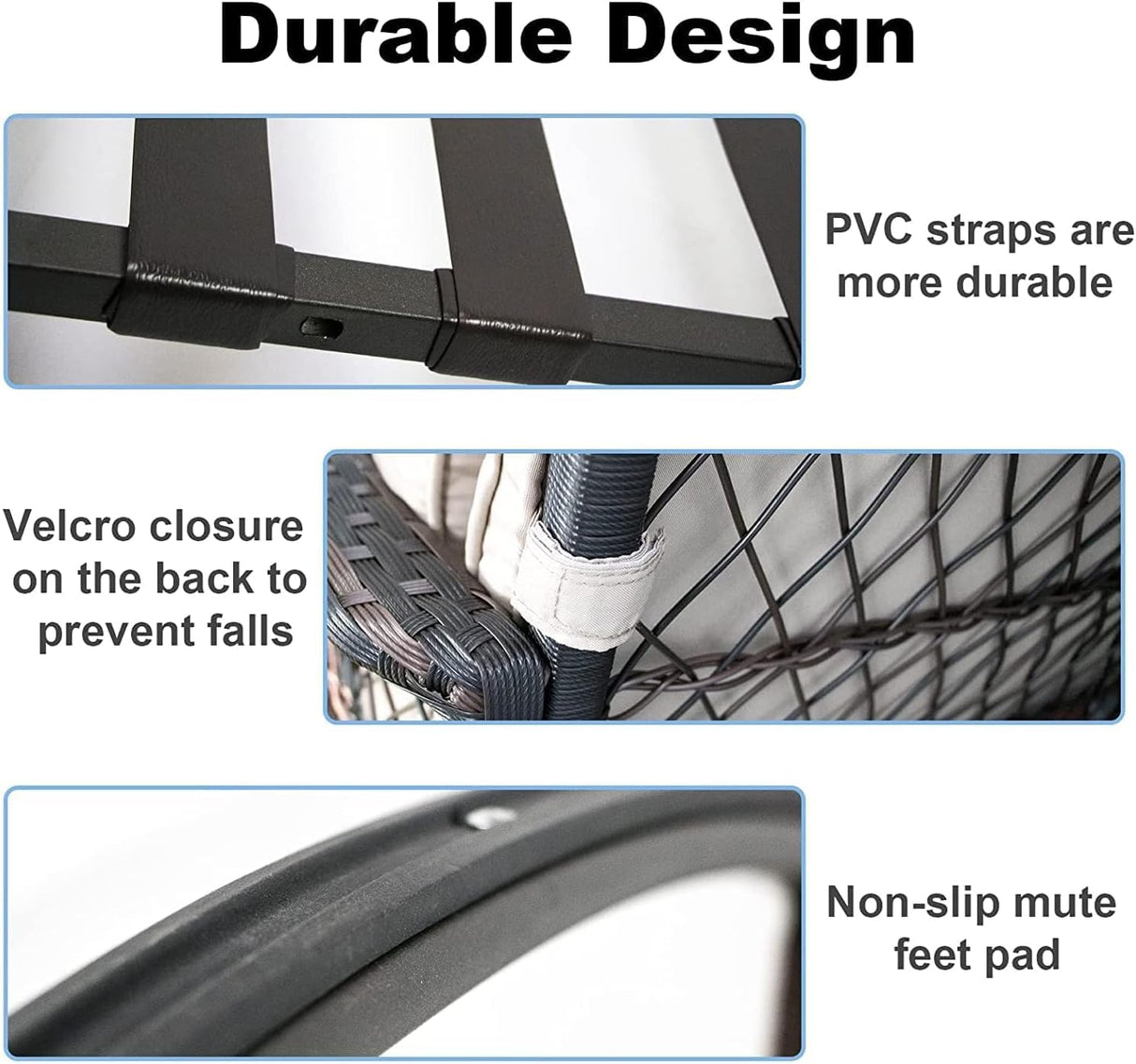 LEVELEVE 3 pcs Rocking Bistro Set Conversation Chairs PE Wicker Outdoor Rocking Chairs & Glass Table,for Porch Lawn Garden Backyard Deck(Rocking Set,Khaki) LEVELEVE