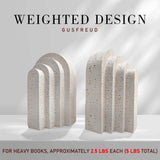 Heavy Duty Book Ends for Shelves, Decorative Book Stopper for Shelves, Resin Decor Bookends for Heavy Books, Modern Home Decor Aesthetic Book Ends Aesthetically Pleasing Layered Arch Design, Set of 2 GUSFREUD