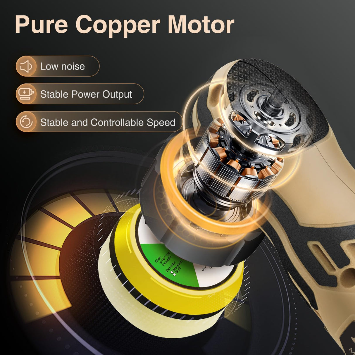 Blycorul Cordless Mini Polisher,1/1.5/2Inch Micro Polisher,DA&RO Cordless Polisher with 11 Variable Speed 2500-6000 RPM,2 * 2.0Ah Rechargeable Batteries,Polisher for Car Detailing,Polishing,Cleaning Blycorul