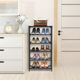 esonstyle 6 Tiers Vertical Shoe Rack Up to 12-16 Pairs, Sturdy Metal Narrow Shoe Rack Shoe Shelf, Space-Saving Tall Shoe Rack for Closet,Bedroom Hallway Garage Living Room esonstyle
