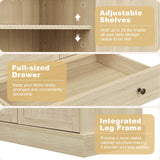 UZUGUL Kitchen Pantry Cabinet with Adjustable Shelf,72'' Tall Rattan Pantry Storage Cabinet with 4 Door and Drawer, Bedroom Wardrobe, Tall Storage Cabinet for Living Room UZUGUL