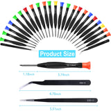 Precision Screwdriver Set, 25 PCS Small Screwdriver Set Magnetic, with Torx Flathead Phillips Star Pentalobe Y Screwdrivers, ESD Tweezers for Eyeglass Watchmaker Computer PC Electronic Laptop Jewelers TEELLA