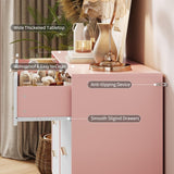 GarveeHome Fluted Dresser for Bedroom with 8 Drawers,55" Wide Modern Chest of Wooden Bedroom Chest with Metal Handle,Clothes Storage Organizer,Dresser & TV Stand for Living Room,PIink GarveeHome