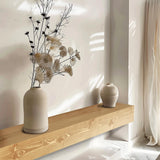 YLYHSST 72" Fireplace Mantel, 5'' Thick Handmade Hollow Solid Wood Wall Long Floating Shelf with Invisible Wood Brackets, Wood YLYHSST