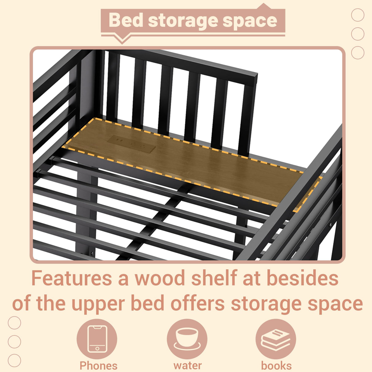 Mirightone Black Triple Bunk Bed Twin XL & Twin Over Twin, Bunk Bed with LED Light & Charging Station, Metal Detachable Bunk Beds for 3 Kids Girls Boys Teens, USB Ports & Outlets Mirightone