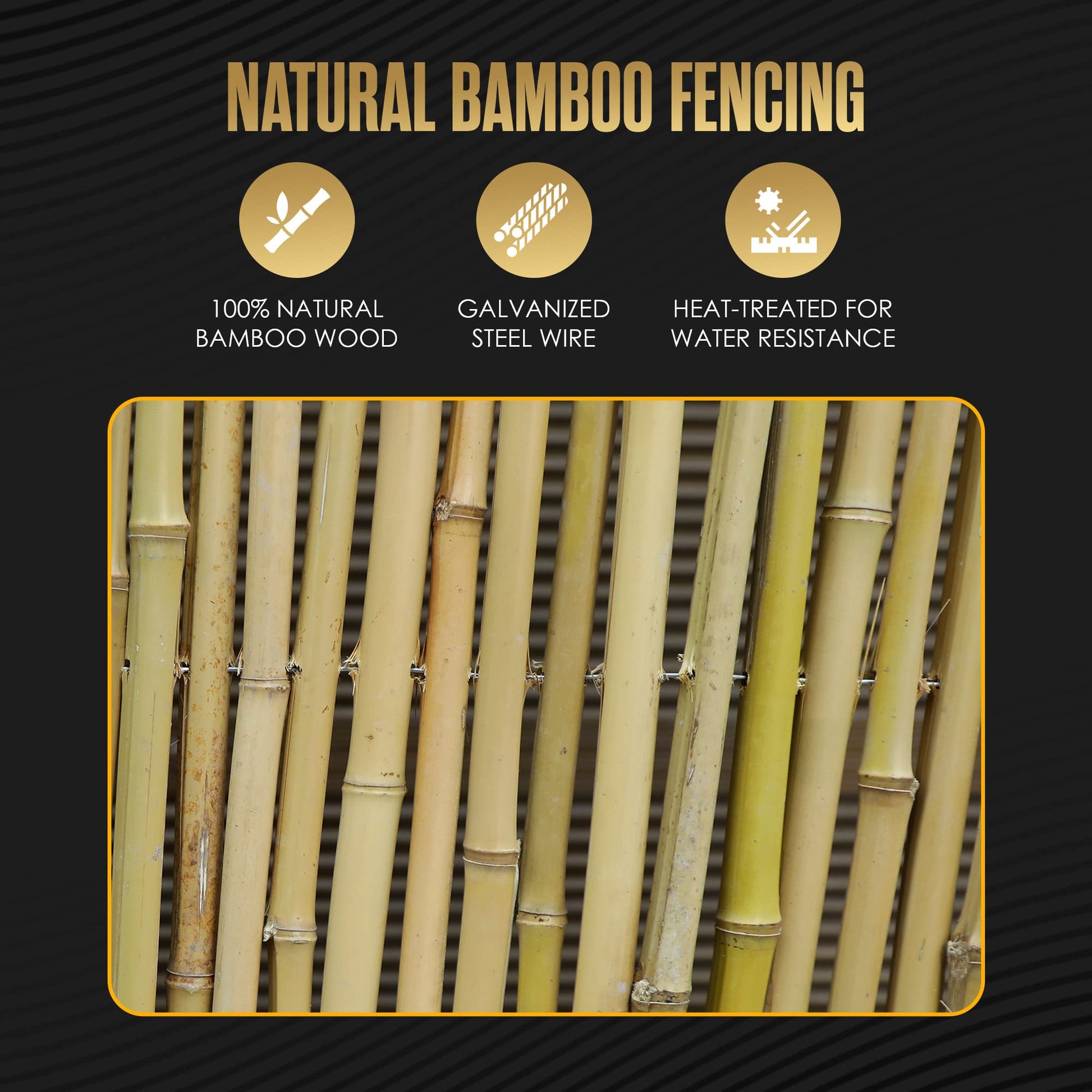 Bamboo Fence 6 Feet High, Outdoor Privacy Screen, Rolled Natural Fencing, 8ft x 6ft, 8 Foot Long Roll, Backyard Wall Covering, Private Screening Cover Panel for Patio, Balcony, Railing | Hous - WoodArtSupply