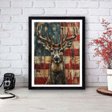 KTHOFCY 5D DIY Diamond Painting Kits for Adults, American Flag Deer Full Drill Embroidery Cross Stitch Crystal Rhinestone Paintings Pictures Arts Wall Decor Painting Dots Kits 15.7X11.8 inch KTHOFCY