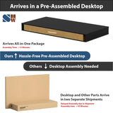 SHW 48-Inch Electric Height Adjustable Desk with Keyboard Tray and Two Drawers, Black SHW