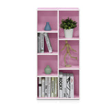 Furinno LUDER Book Shelf, 7-Cube Bookshelf, Bookcase, 9.4 x 19.5 x 41.7, for Living Room, Bedroom, Home Office, White/Pink Furinno