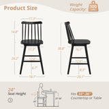 LUE BONA 360° Swivel Bar Stools Set of 4, Black Windsor Barstools, Counter Height Barstool with Spindle Back, 24 inch Farmhouse Wooden Counter Stools for Kitchen Island, Pub, Bistro, Cafe LUE BONA