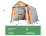 AMERLIFE 8x10x8 FT Heavy Duty Portable Shed Storage Shelter, Outdoor Storage Shed with 4 Waterproof Windows & Roll-up Zipper Door, Carport for Motorcycle, Bike, Grey AMERLIFE