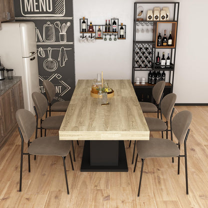 Hitow Extendable Dining Table for 6-8 Person, 63“ to 78.7" Wide Rectangular Kitchen Table in Stretch, Office Conference Table with Metal Legs, Dining Room Living Room Table, Oak&Black - WoodArtSupply