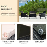 Peacabo 4 Piece Patio Furniture Set Sectional Table Chair, Wicker Sofa with Armrest Chair Loveseat and Rattan Side Table, Outdoor Conversation Sets for Garden Lawn Pool or Backyard, Coffee/Beige Peacabo