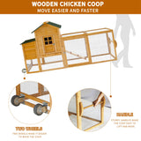 80’’ Large Chicken Coop with Wheels,Mobile Chicken House for 2-4 Chickens,Wooden Waterproof Hen House with Nesting Box,Run,Tray for Chicken Rabbit Duck Feelway