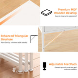 CAIYUN Small Desk with Fabric Drawers, 32 Inch White Vanity Desk for Bedroom, Home Office Computer Desk for Small Space, Modern Work Laptop Study Table, Kids Writing Desk with Storage Bag & Hook CAIYUN