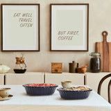 Peohud 2 Pack Ceramic Pie Pans, 10 Inch Deep Fluted Pie Plate, 54 Ounce Round Baking Dish for Quiche, Apple Pecan Pie, Pot Pie, Blue Peohud