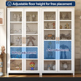 Display Cabinet with Glass Doors, 5-Tier Curio Cabinet with 4 Adjustable Shelves for Collectibles Toy Organizers Rack & Display Shelf, Kids Bookcase for Bedroom, Reading Nook, Living Room (White) YGWBGA