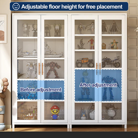 Display Cabinet with Glass Doors, 5-Tier Curio Cabinet with 4 Adjustable Shelves for Collectibles Toy Organizers Rack & Display Shelf, Kids Bookcase for Bedroom, Living Room, Reading Nook (Black) YGWBGA