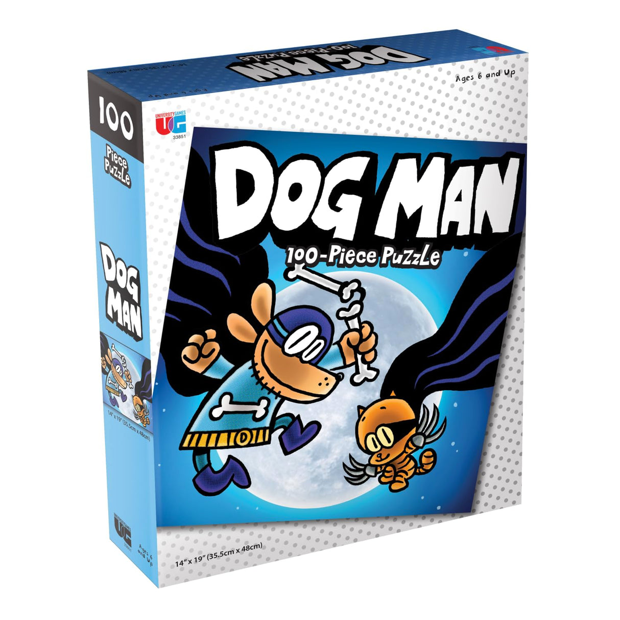 University Games, Dog Man and Cat Kid 100-piece Puzzle. 14 inch by 19 inch Puzzle of Dav Pilkey’s Crime Fighting Duo Contains 100 Pieces for challenging Fun. Ages 6 and up. University Games