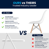 Flash Furniture Elon Series Plastic Modern Dining Chairs with Wooden Legs, Mid-Century Side Chairs for Dining Rooms and Offices, Set of 2, White Flash Furniture