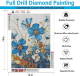 EIBEILI Diamond Painting Kits for Adults DIY 5D Diamond Art Paint with Round Diamonds Full Dril Gem Art Blue Flowers Painting Kit for Home Wall Decor Gifts 12x16inch EIBEILI