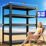 PKDYEZ Garage Shelving 5-Tier Adjustable Metal Garage Shelves Heavy Duty Unit,3000 LBS Steel Shelf Storage Rack Suitable for Industries,Warehouses,Basement,Black (72''H x 59''W x 20''D) PKDYEZ