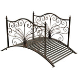 Outsunny 4’ Metal Arch Backyard Garden Bridge with Safety Siderails, Delicate Scrollwork, & Easy Assembly, Black Bronze Outsunny