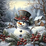 5D Winter Diamond Art Kits for Adults Beginners,Christmas Snowman Diamond Painting Kits,DIY Full Round Drill Diamond Dots Paintings Gem Art Crafts for Home Decor 13.8x13.8inch GEMFAMILY