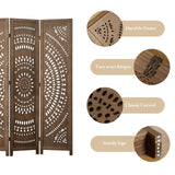 66.9Inch Folding Room Divider, 6 Panels Wood Carved Privacy Screens Free Assembled Freestanding Partition for Bedroom Home Office (Brown) Svimi