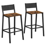 VASAGLE Bar Stools, Set of 2 Bar Chairs, Tall Bar Stools with Backrest, Industrial in Party Room, Rustic Brown and Black ULBC070B01 VASAGLE