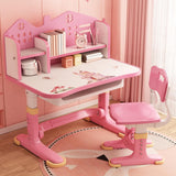LEAQU Kids Desk and Chair Set, Study Table and Chair, Desk for Kids, Children's Desks with Golden Distance Design, Homeschooling Writing Desk with Desktop for Boys and Girls (Pink 4) LEAQU