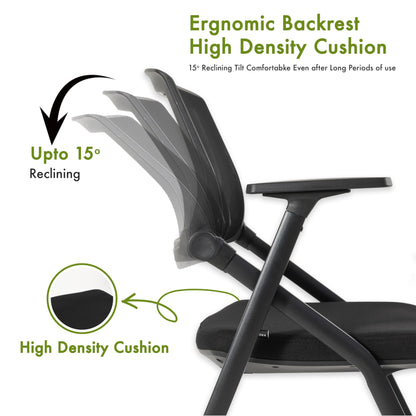 VACYOVKE Folding Conference Room Chairs Set of 2 Black Guest Reception Chair for Office, Waiting Room, Meeting, Lobby, Church - WoodArtSupply