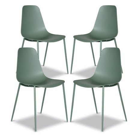 POLY & BARK Isla Modern Kitchen Chairs Set of 4 - Plastic Dining Chair with Metal Legs - Quick Assembly Simple Cafe Chairs Plastic for Indoor or Outdoor - Pistachio Green POLY & BARK