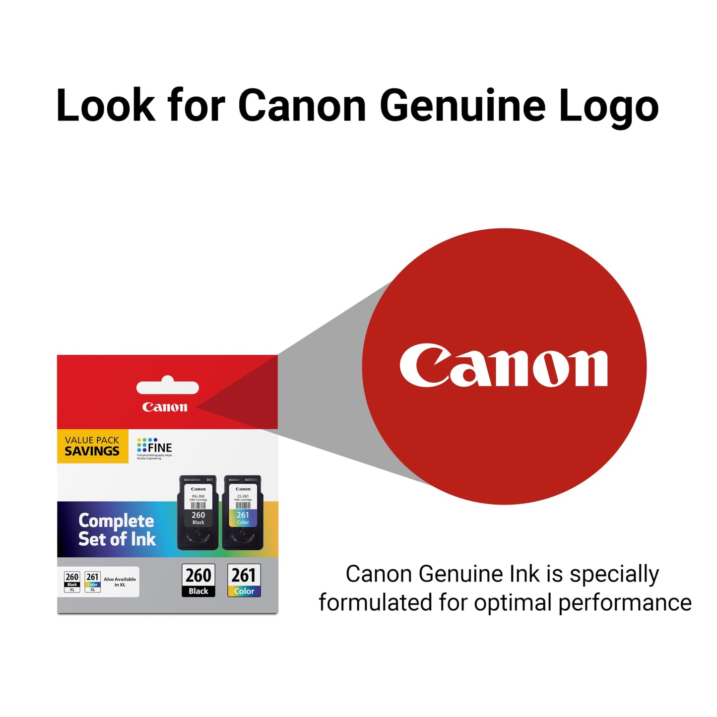 Canon PG-260 / CLI-261 Genuine Ink Value Pack (2 Cartridges), Compatible with TS5320, TR7020