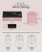 SONGMICS Storage Ottoman Bench, Folding Storage Chest, 15 x 30 x 15.2 Inches, Foot Rest Stool, 20 Gal. (77 L), Velvet Surface, for Bedroom, Entryway, Living Room, Jelly Pink ULSF0517R01 SONGMICS