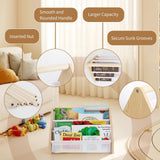 Epelay 19" Toddler Bookshelf, 6-Tier Double-Sided Kids Bookshelf, Montessori Bookcase for Toddlers with Deep Fabric Pockets, Natural Wooden Toy Storage Organizer for Nursery or Playroom Epelay