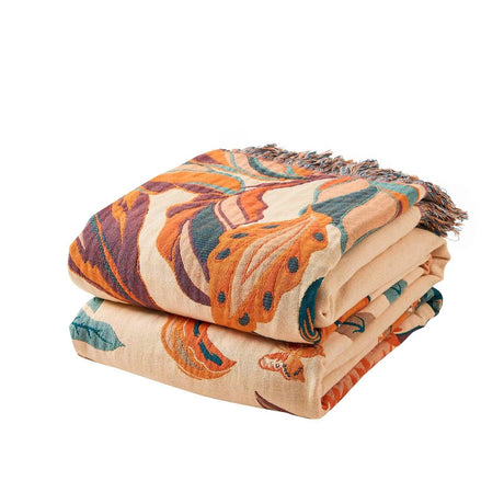 XIBLC Boho Throw Blanket for Bed, 100% Cotton Soft Rustic Quilt Fall Blanket, 60"x80" Floral Printed Farmhouse Decor Bed Blankets, All Season Rustic Reversible Bohemian Throw Quilt XIBLC