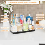 Yieach Black Mens Bathroom Organizer,Bathroom Sink Organizer Storage Rack and Countertop Toothbrush Organizers,7 Slot Tooth Brush Holder Set for Kid,Electric Toothbrush,Toothpaste,Qtip,Toiletry Holder Yieach