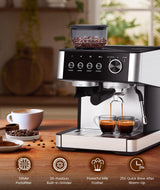 COWSAR Espresso Machine 15 Bar, Semi-Automatic Espresso Maker with 30-Position Grinder and Milk Frother Steam Wand for Latte/Cappuccino, 77.8oz Removable Water Reservoir, Ideal for Home/Office COWSAR