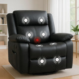 ANJ Swivel Rocker Recliner Chair, Manual Rocking Glider Massage Recliner with Heat, Overstuffed PU Leather Big Large Recliner for Living Room Bedroom Nursery ANJ