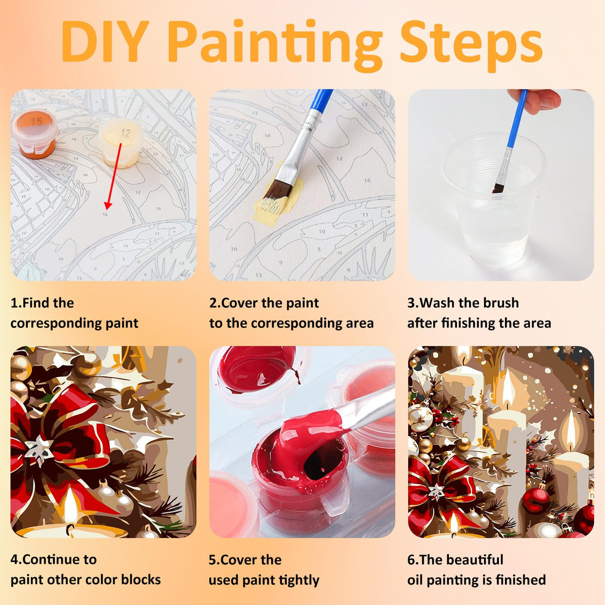 Mandun 3 Pack Christmas Paint by Numbers for Adults, Christmas Paint by Numbers Kits for Adults, Acrylic Oil Painting Kits with Frame and Wooden Easel 7.8x11.8 Inch Mandun