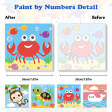 MEIYUDA Framed 4Pack Animals Paint by Number Kit for Kids, Cute Animals Paint by Numbers for Kids Age 4-8-12, DIY Acrylic Oil Painting for Home Wall Decor 8x8in MEIYUDA