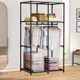 SORCEDAS Portable Wardrobe Closet Storage Organizer Metal Hanging Rack Non-Woven Fabric 34 Inch Black SORCEDAS