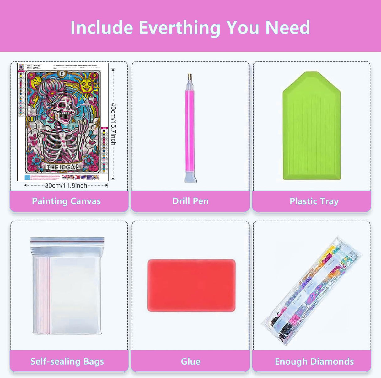 Axquilon Skull Diamond Art Kits for Adults, Skeleton Diamond Painting Kits for Adults, The IDGAF 5D DIY Paint by Diamond Round Full Drill Home Wall Decor Gift 12x16In Axquilon