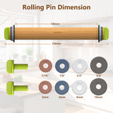 Aguegro Rolling Pin with Adjustable Thickness Ring, Dough Thickness for Baking, Fondant, Pizza, Crust, Cookies, Pastry, 13.6" Wooden Rolling Pin with 4 Multi-Color Thickness Rings Aguegro