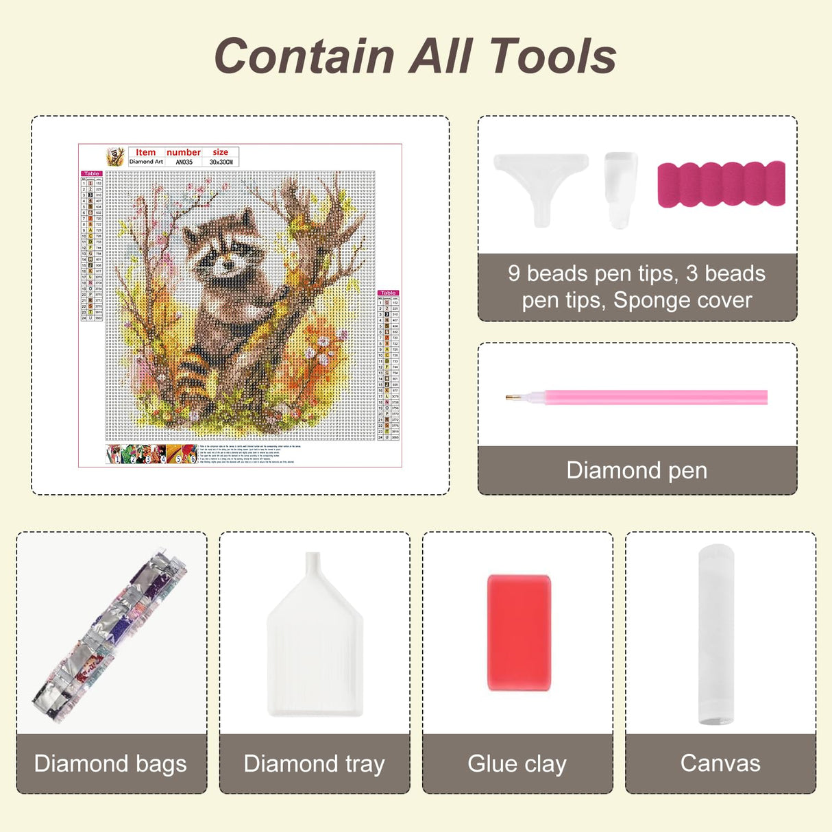 Anuver Raccoon Diamond Painting Kits for Adults, 5D DIY Diamond Art Kits for Beginners, Full Drill Diamond Painting Kits for Home Wall Decor, 12x12 Inch Anuver